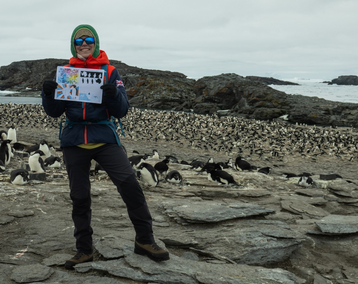 Year 9 flag designs photographed in Antarctica